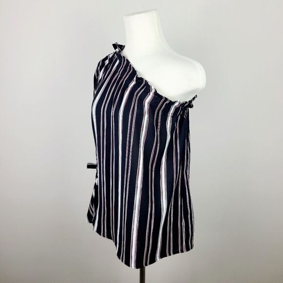 Bishop + Young Stripe One Shoulder Blouse Small - Picture 7 of 16